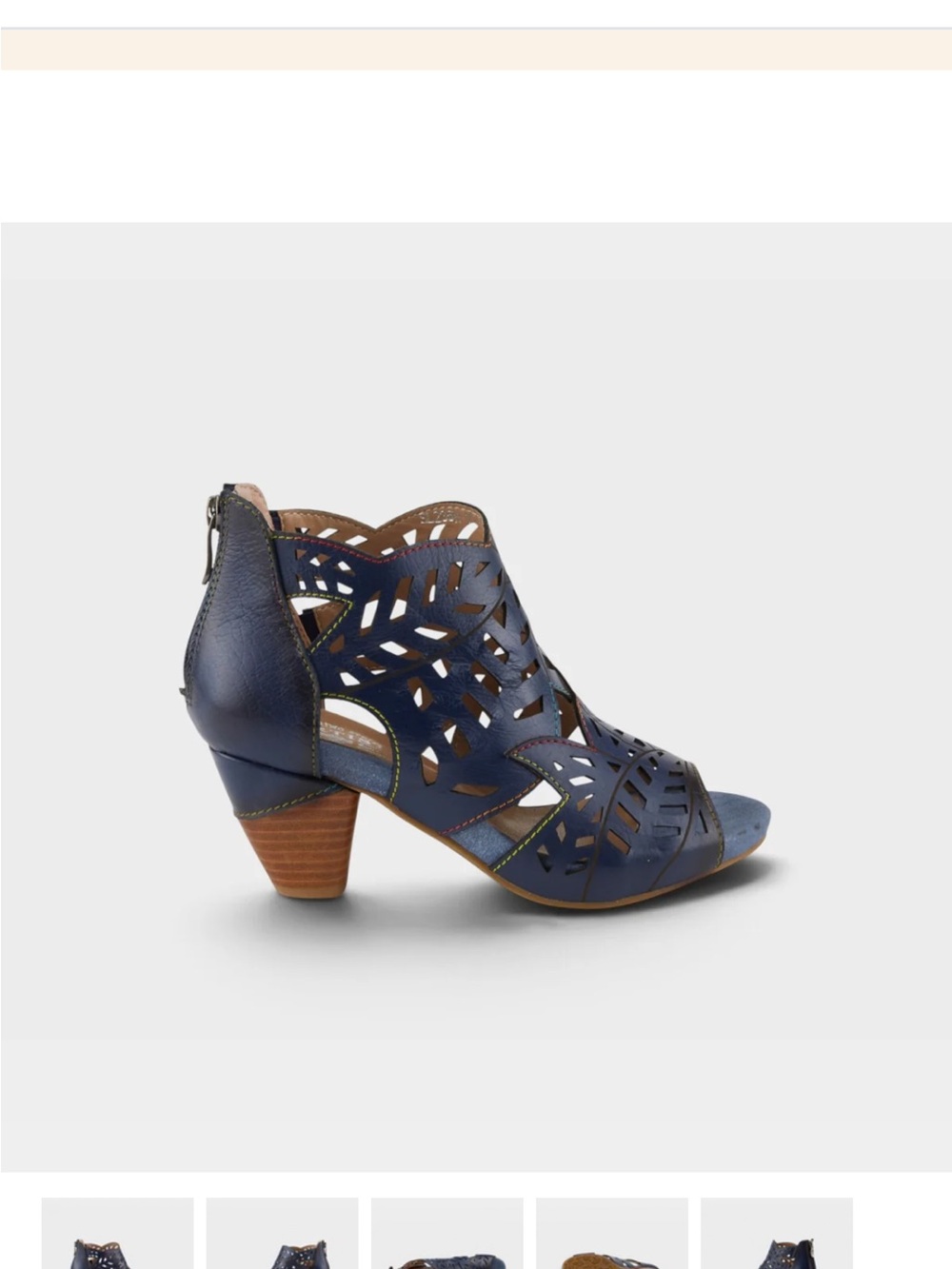 Women’s Spring Step L’Artiste Navy Cutout Peep-Toe Heeled Sandals Sz 38 (7.5-8)